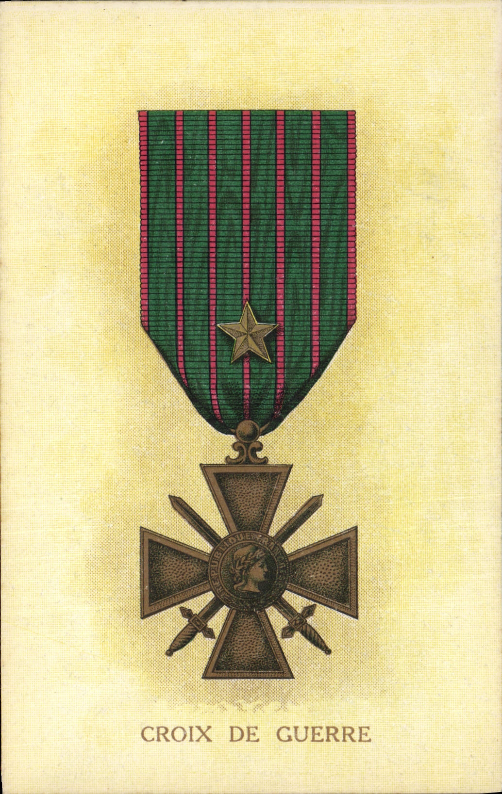 CPA Medaille Croix de guerre Militaria