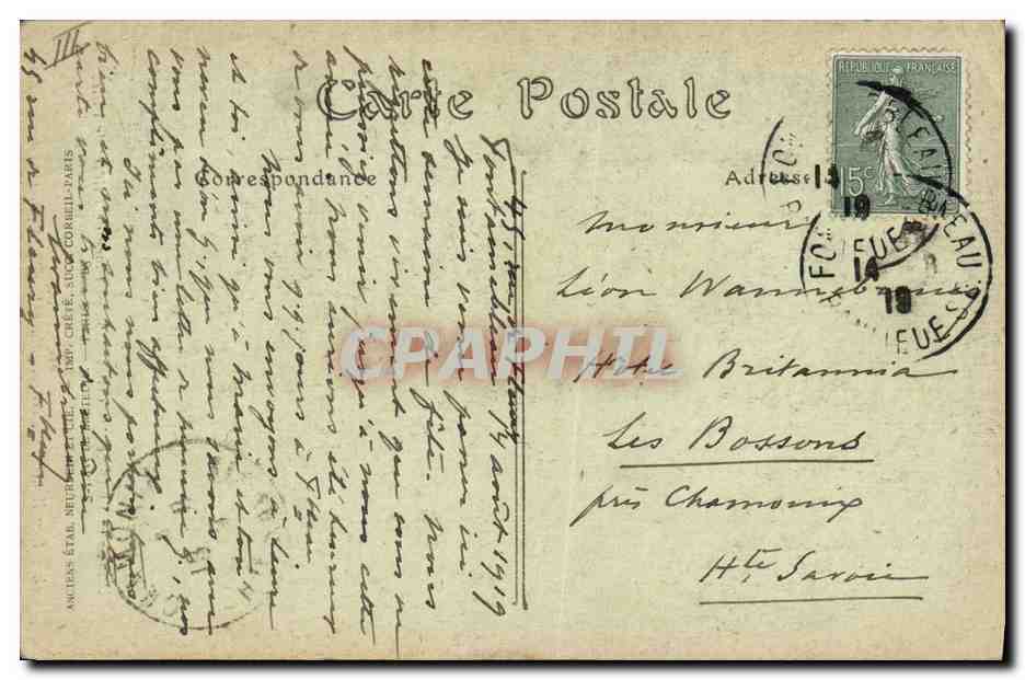 Fêtes de la Victoire (14 Juillet 1919) — Marshal FOCH accrochant la fourragère rouge aux Régiments parisiens — JND, n°28 — Reverso