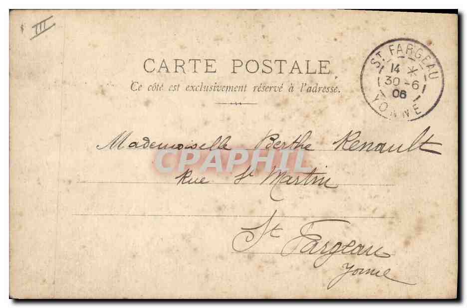 Bébé dans un panier de roses — Coulommiers, 28 juin 1906 — A. N. Paris, n° 204/5 — Rückseite