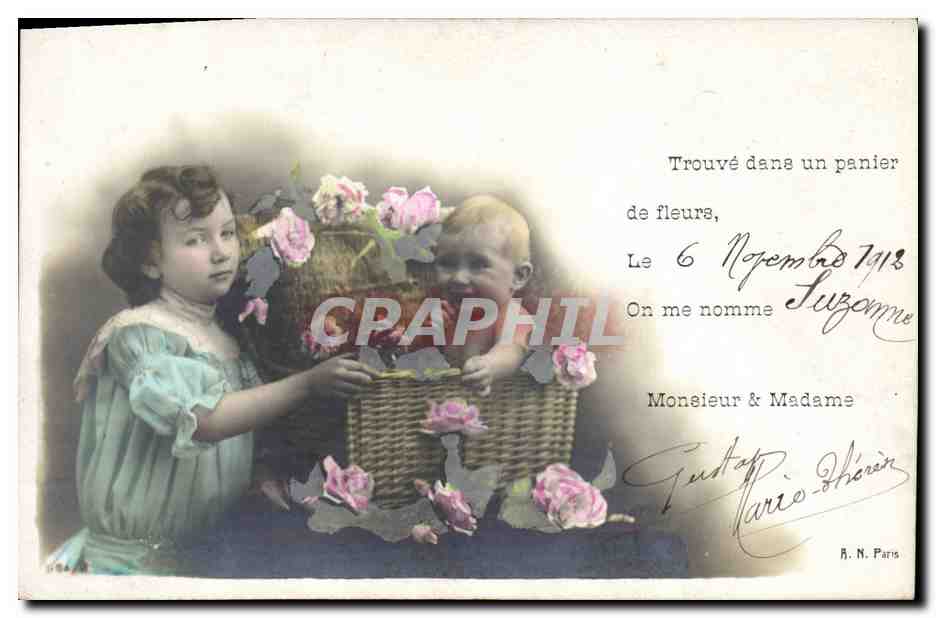 CPA Fantaisie Bebe Enfant Avis de Naissance Suzanne