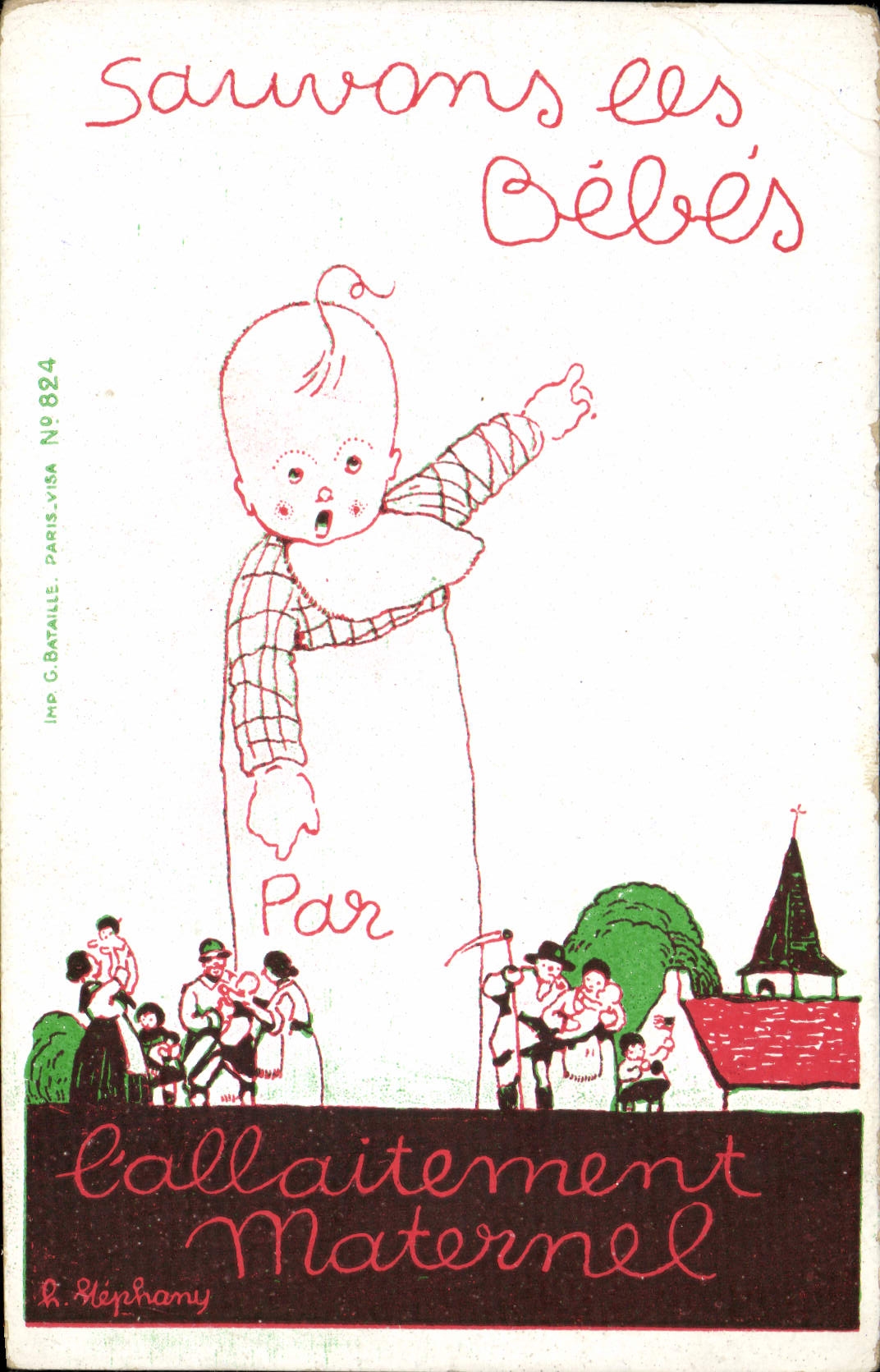 CPA Fantaisie Bebe Enfant Sauvons les bebes Allaitement maternel