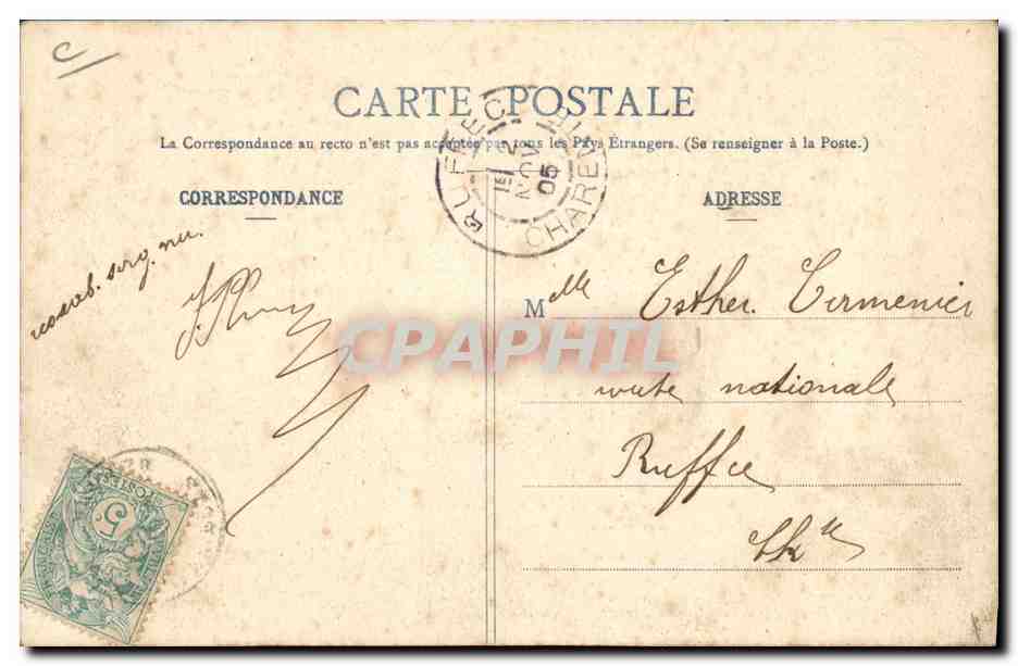 Saint-Nazaire au Croisic — Marais Salants du Bourg de Batz à Saillé — Paludière cueillant le sel fin avec une « Lousse » — Collection Delaveau, St-Nazaire — Verso