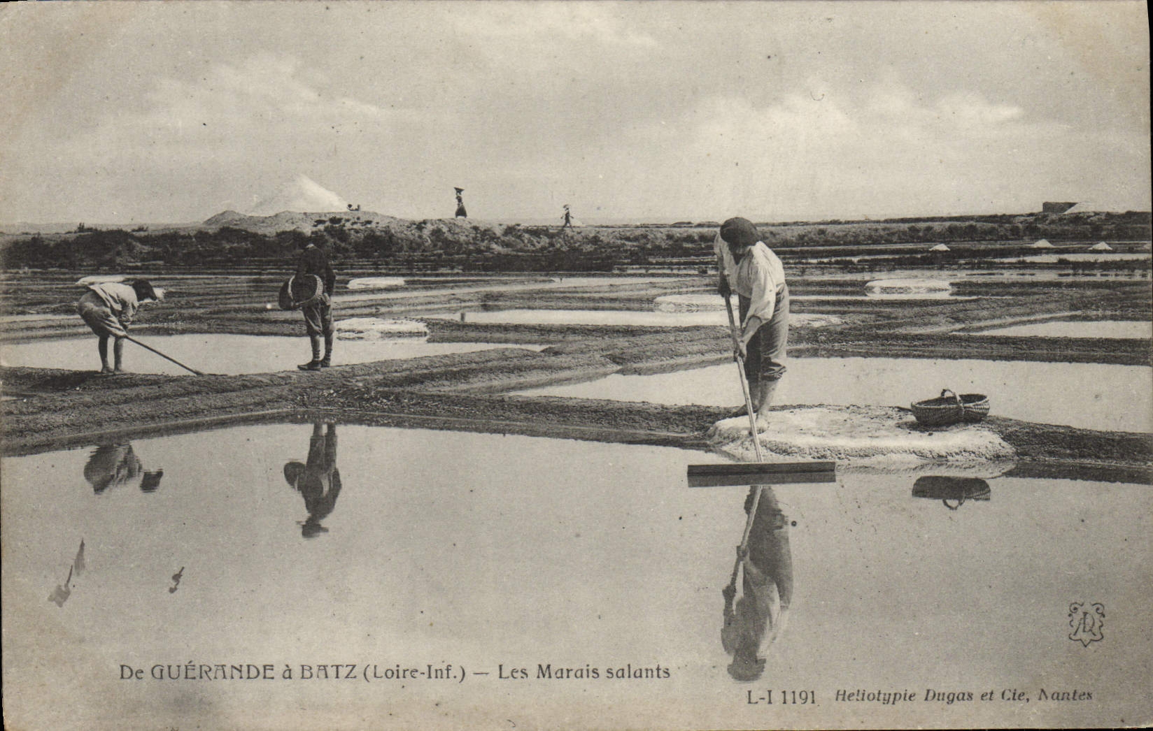 Guérande à Bâtz (Loire-Inf.) — Les Marais salants — Héliotypie Dugas et Cie, Nantes, n° L-I 1191