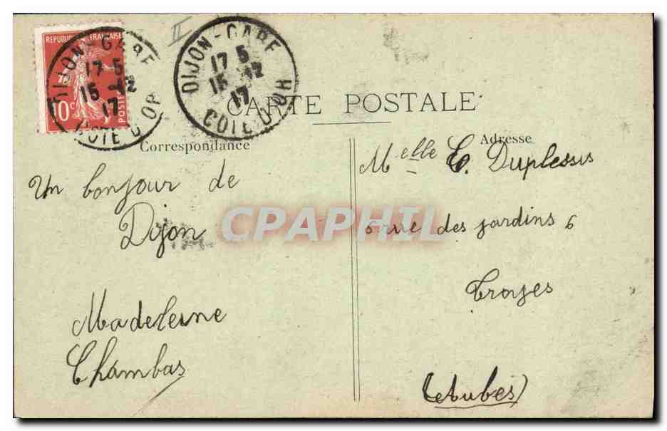 CPA Banque Caisse d'Epargne Dijon  — Rückseite