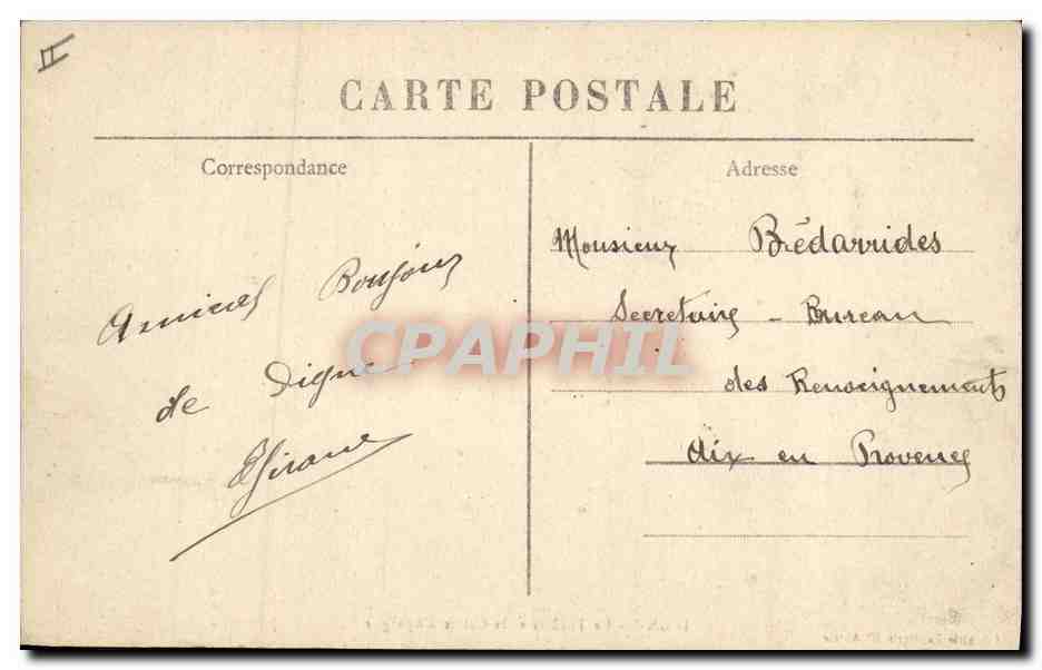 CPA Banque Digne Le theatre et la Caisse d'Epargne  — Rückseite