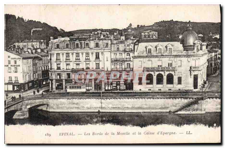 CPA Banque Epinal Les bords de la Moselle et la Caisse d'Epargne 