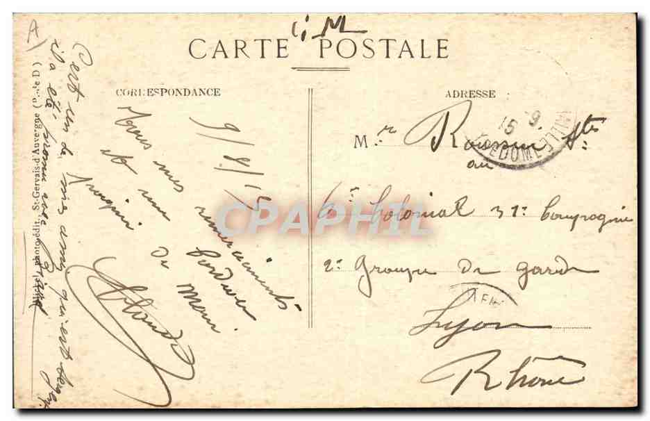 CPA Folklore Auvergne Jeune Auvergnate — Verso