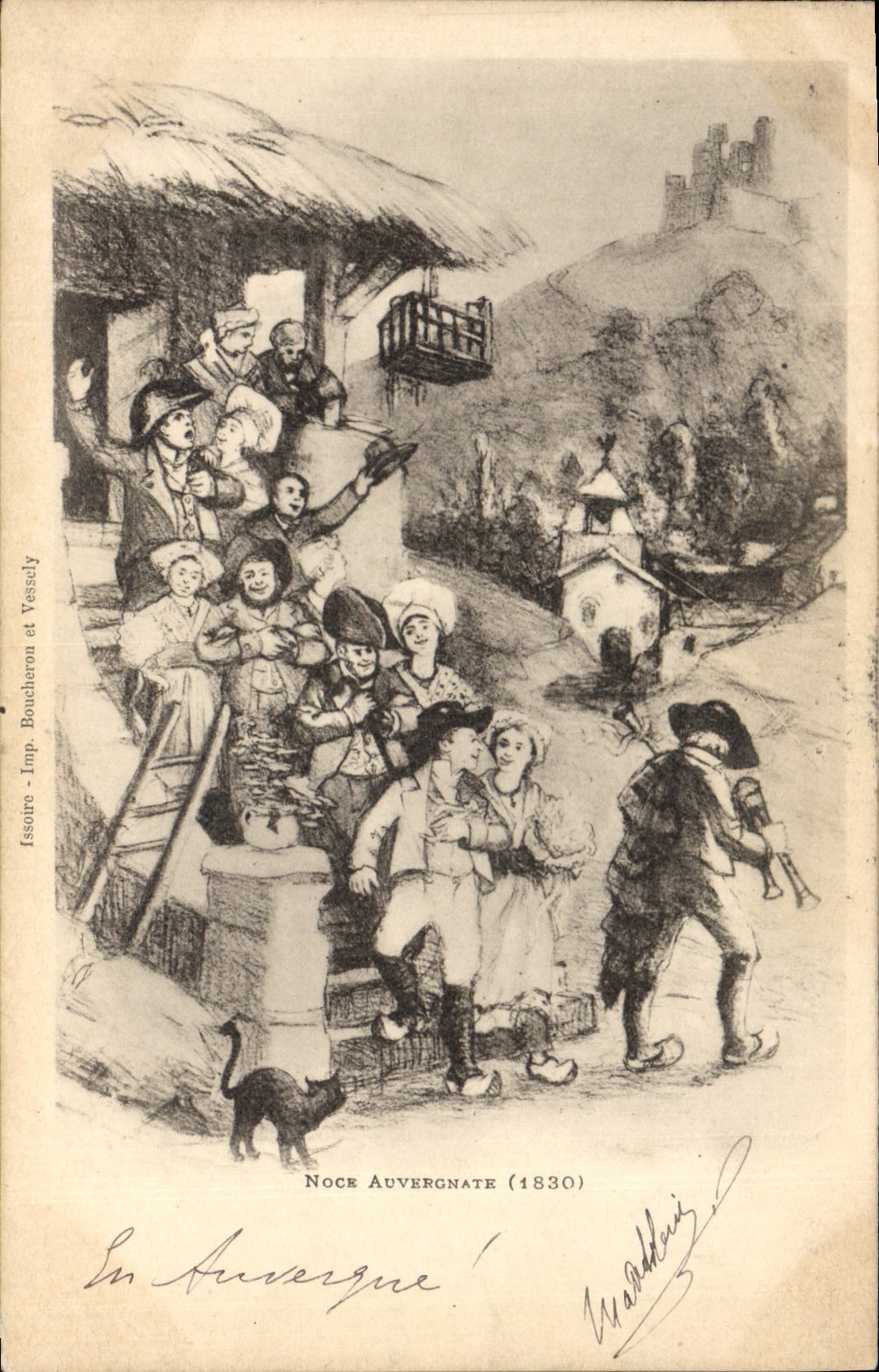 CPA Folklore Auvergne Nos Auvergnats 1830 Chat 