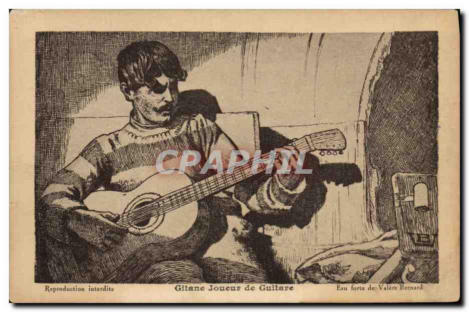 CPA Fantaisie Illustrateur Gitane joueur de guitare