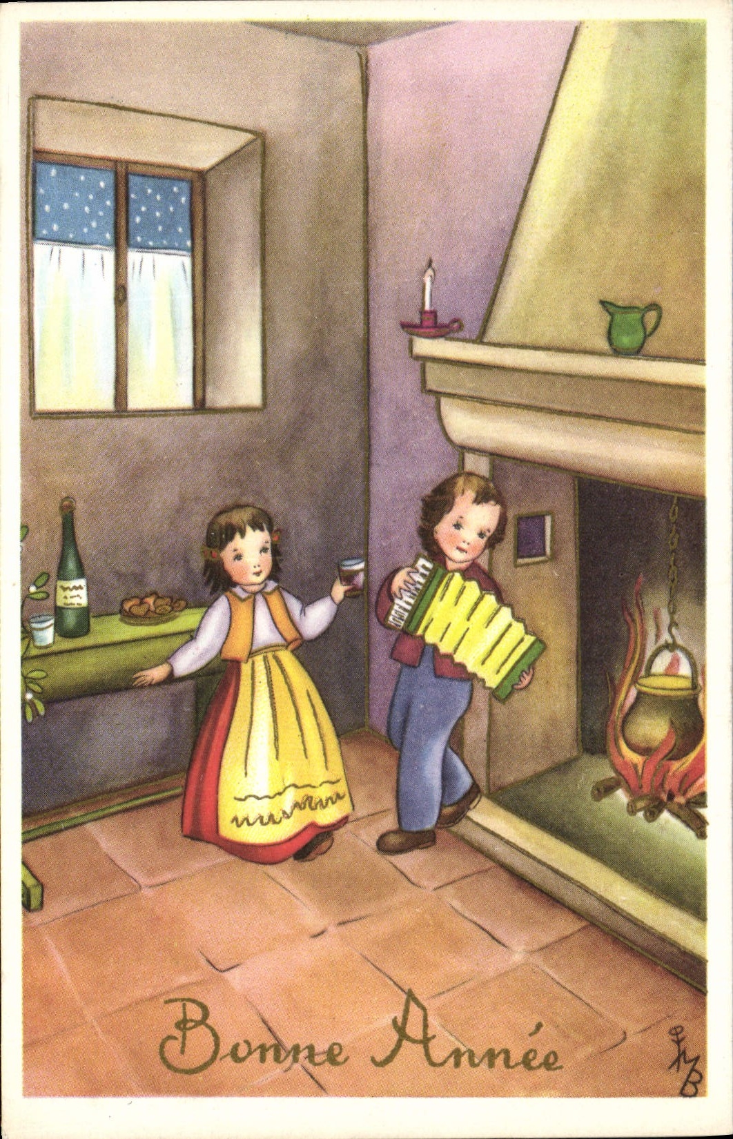 CPA Fantaisie Illustrateur Enfants Accordeon