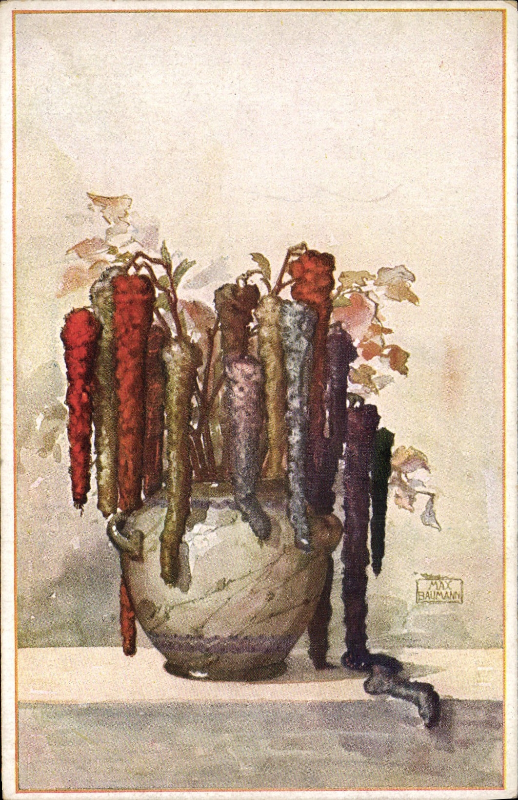 CPA Fantaisie Illustrateur Max Baumann Blumen in Vasen