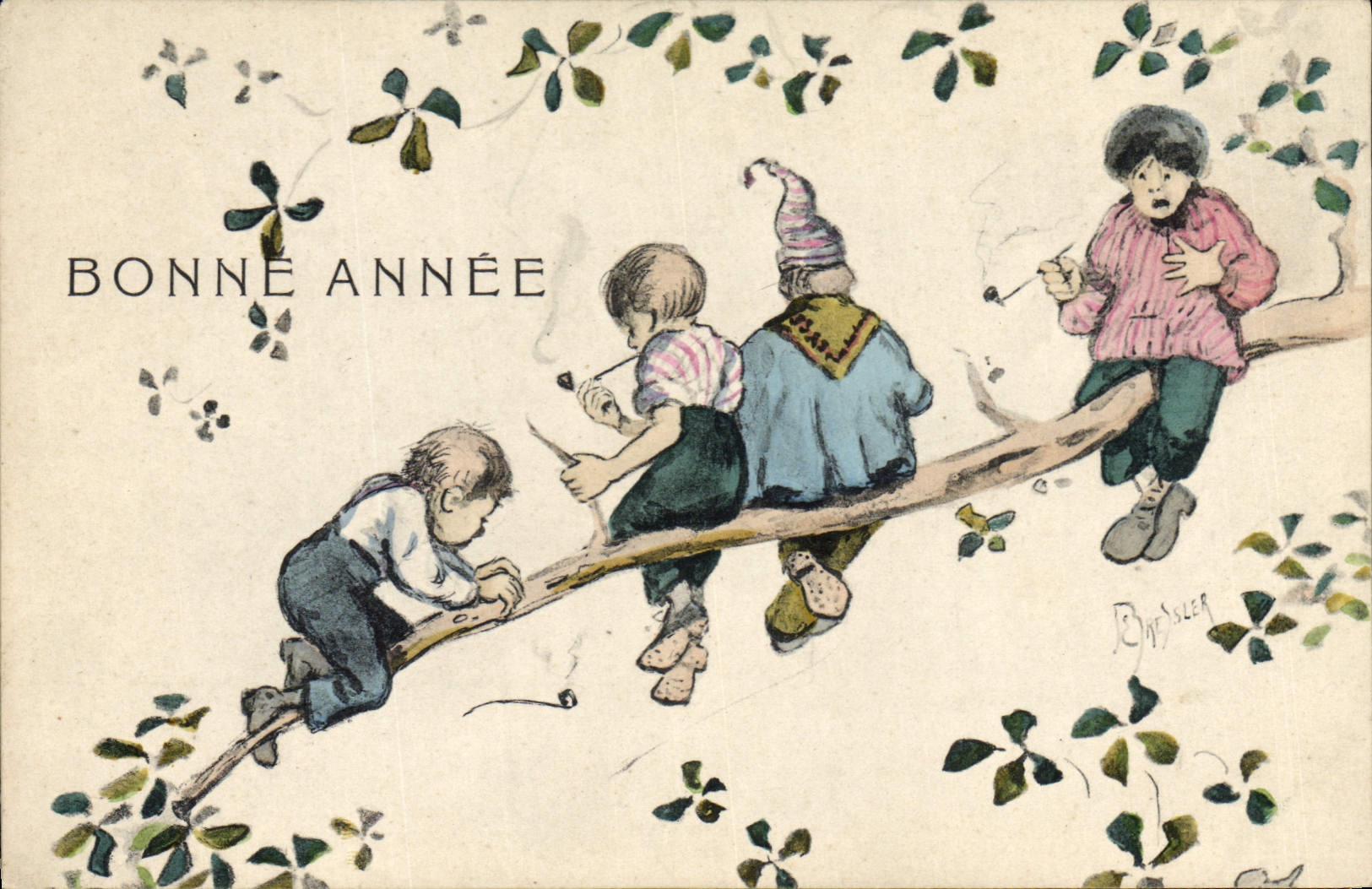 CPA Fantaisie Illustrateur Enfants Pipe