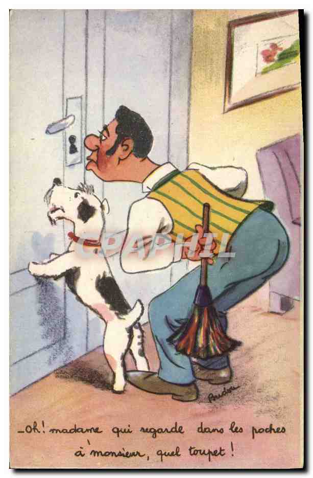 CPA Fantaisie Illustrateur Chien Domestique