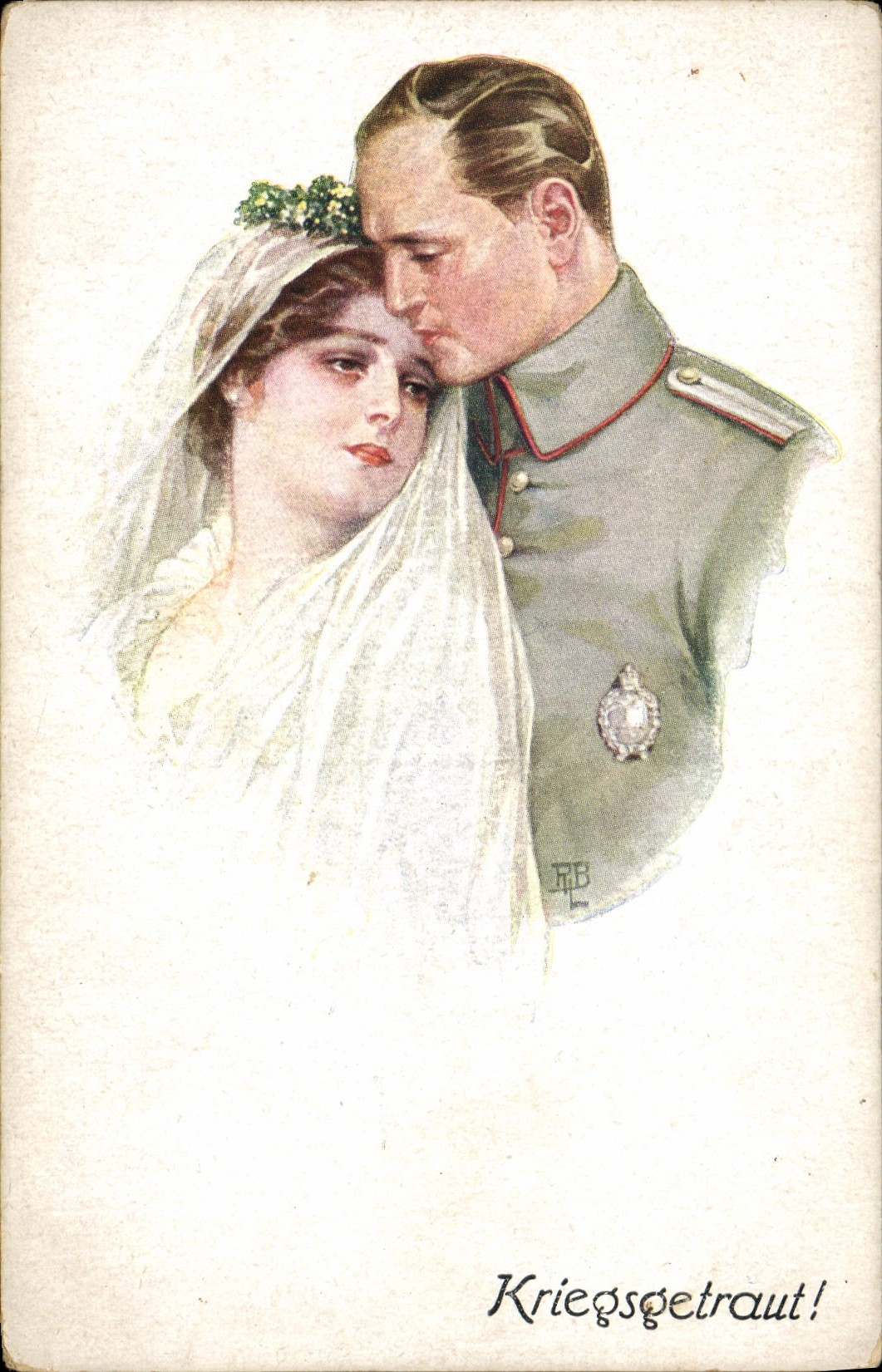 CPA Fantaisie Illustrateur Mariage Soldat Militaria