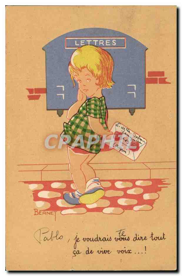 CPA Fantaisie Illustrateur Enfant Boite aux lettres Bernet