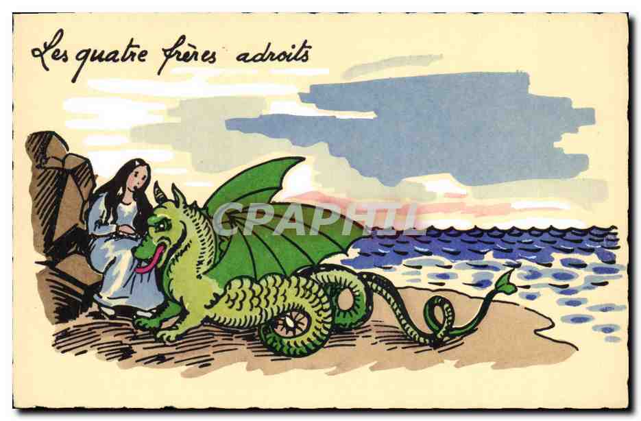 CPA Fantaisie Illustrateur Les quatre freres adroits Dragon