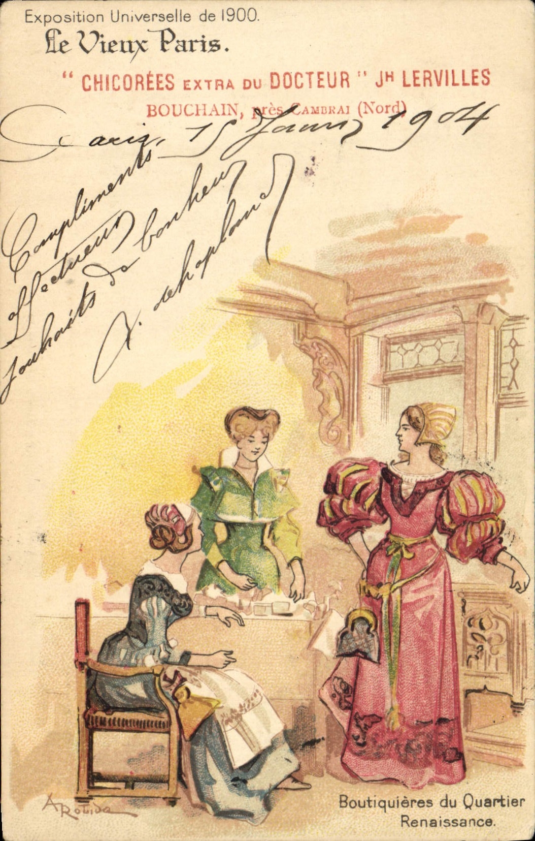Boutiquières du Quartier Renaissance — Exposition Universelle de 1900 — JH LERVILLES