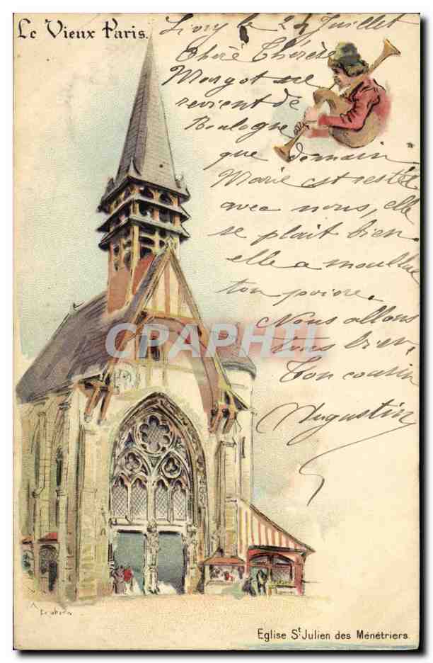 CPA Le Vieux Paris Rue du Maroc Eglise St Julien des Menestriers