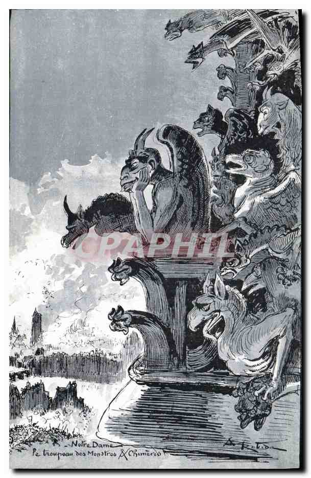 CPA Le Vieux Paris Notre Dame Le troupeau des monstres et chimeres