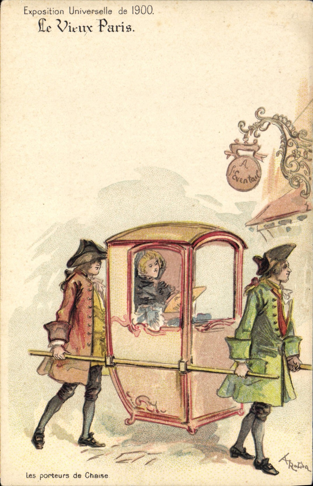Die Sesselträger — Weltausstellung 1900 — Robida