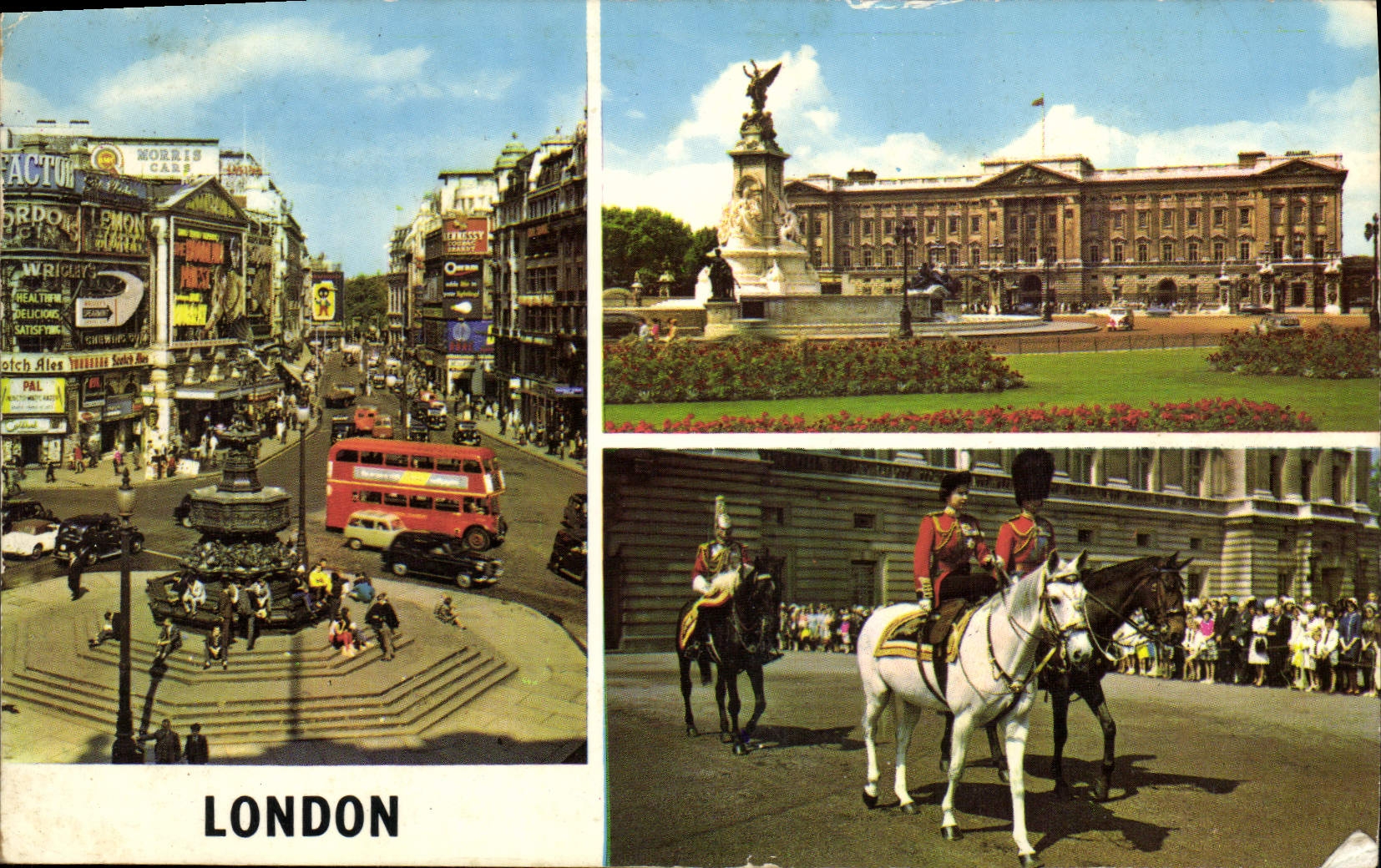 Londres — vue de Piccadilly Circus, Buckingham Palace et garde d'honneur — éditeur Piccadilly Circus, PLC1072