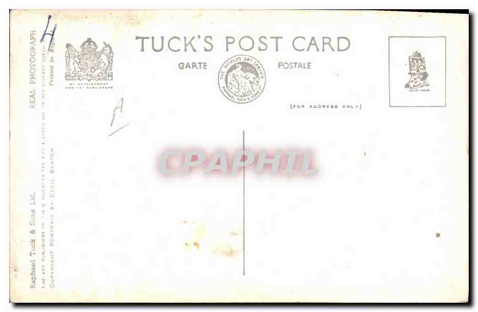 Princesse Elizabeth avec son fils Prince Charles — Tuck's Post Card, série A — Verso