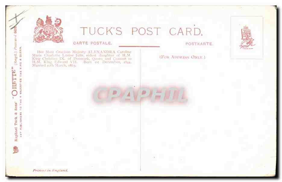 CPA Her majesty Alexandra — Rückseite