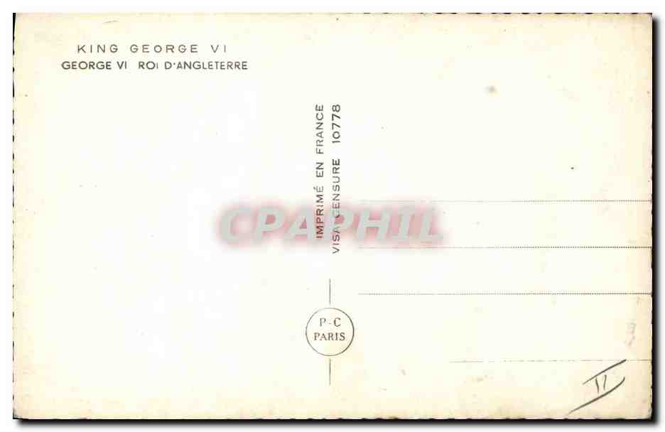CPM King George VI Roi d'Angleterre — Rückseite