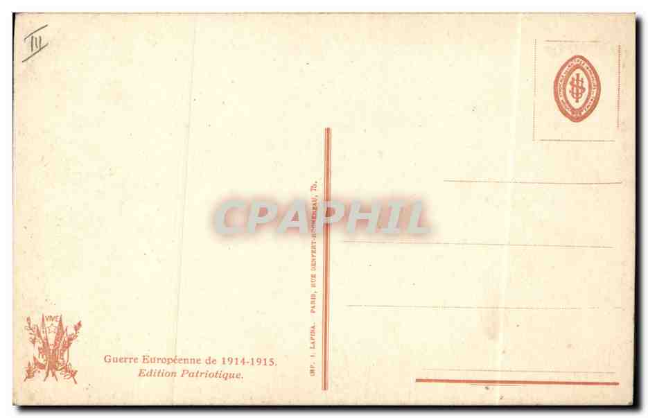 CPA Militaria Medaille S de Solomko L'amour couronnera le poilu victorieux — Rückseite