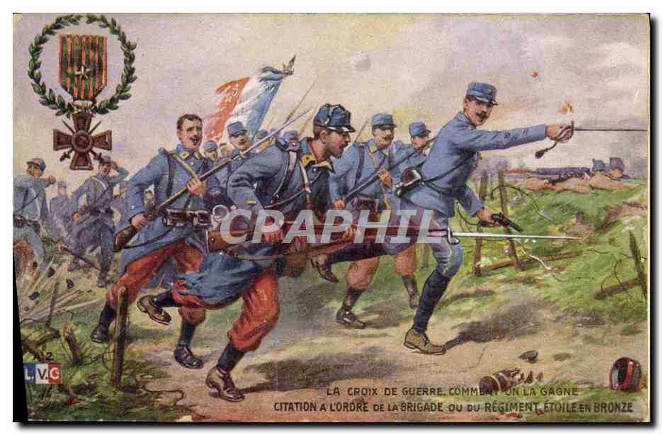CPA Militaria Medaille La croix de guerre 