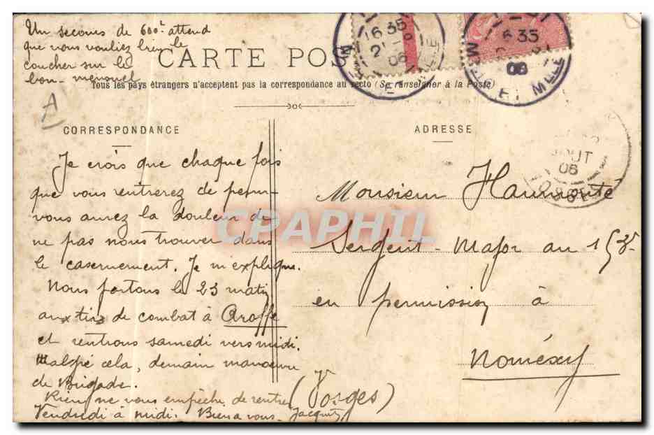 CPA Militaria Medaille General Bailloud prononcant la formule de reise de decorations — Verso