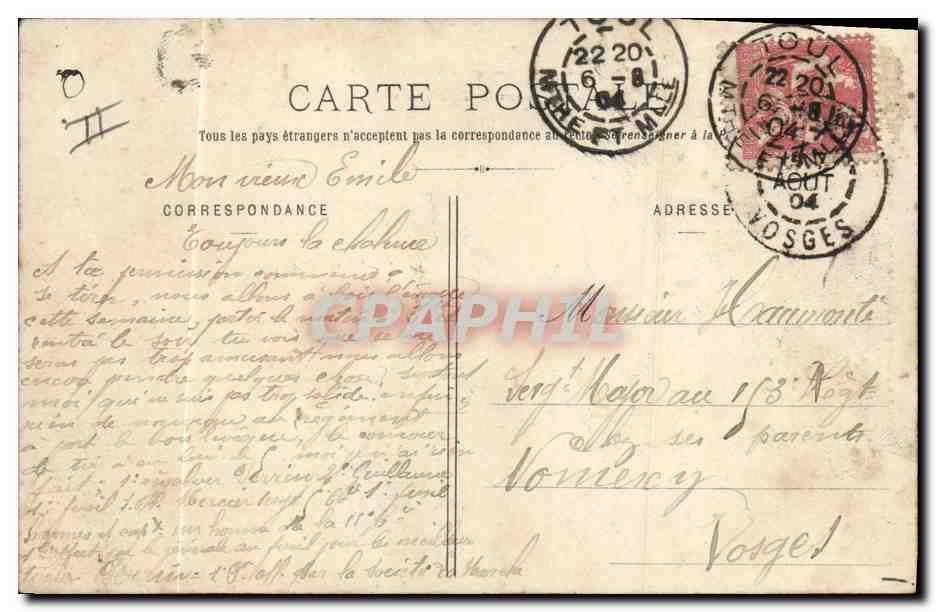 Revue du 14 Juillet 1904 — Avant les Décorations — Phototypie Hubert, Toul — Verso
