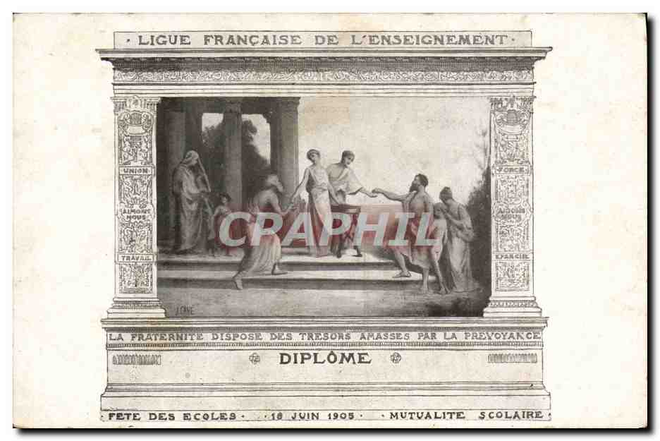 Schulfest — Französische Lehrervereinigung — Diplom — 10. Juni 1905 — Schulkasse