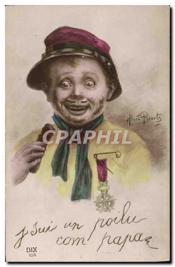 CPA Militaria Medaille Je suis un poilu comme Papa