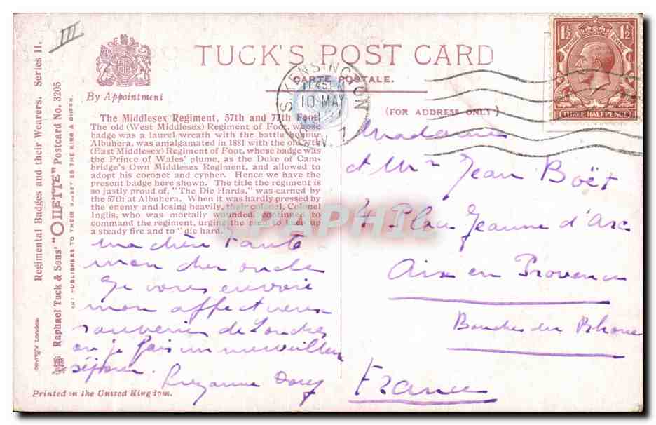 CPA Militaria Medaille The badge and its wearer Duke of Cambridge  — Verso