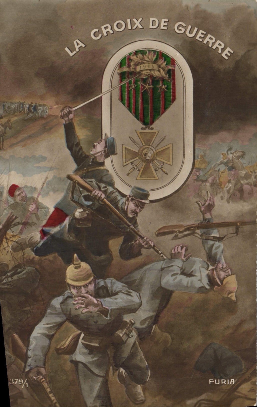 CPA Militaria Medaille La croix de guerre
