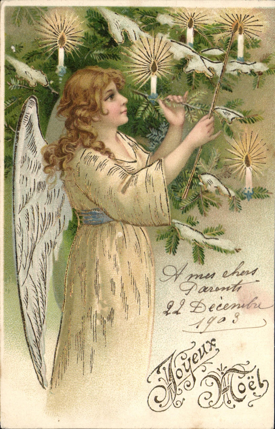CPA Fantaisie Ange Anges Noel