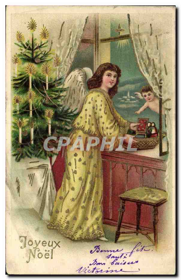 CPA Fantaisie Ange Anges Noel