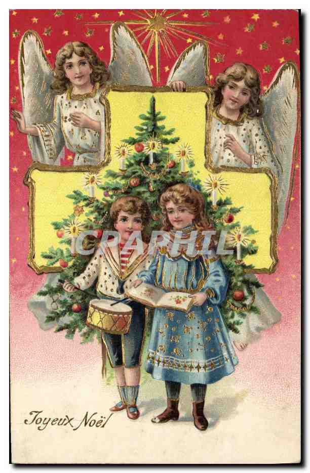 CPA Fantaisie Ange Anges Noel