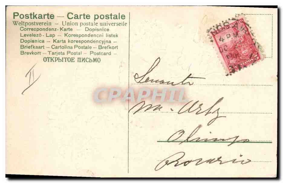 CPA Fantaisie Ange Anges Trefle — Rückseite