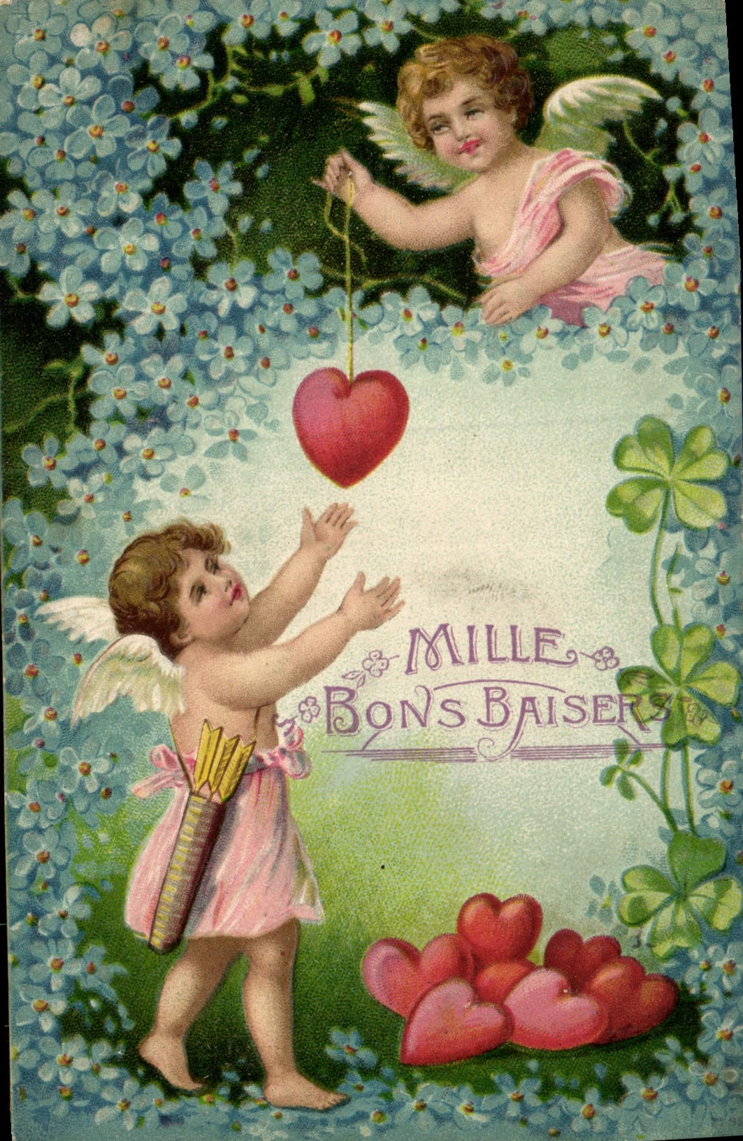 CPA Fantaisie Ange Anges Coeur