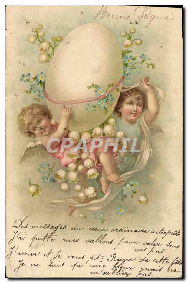 CPA Fantaisie Ange Anges Oeuf Muguet
