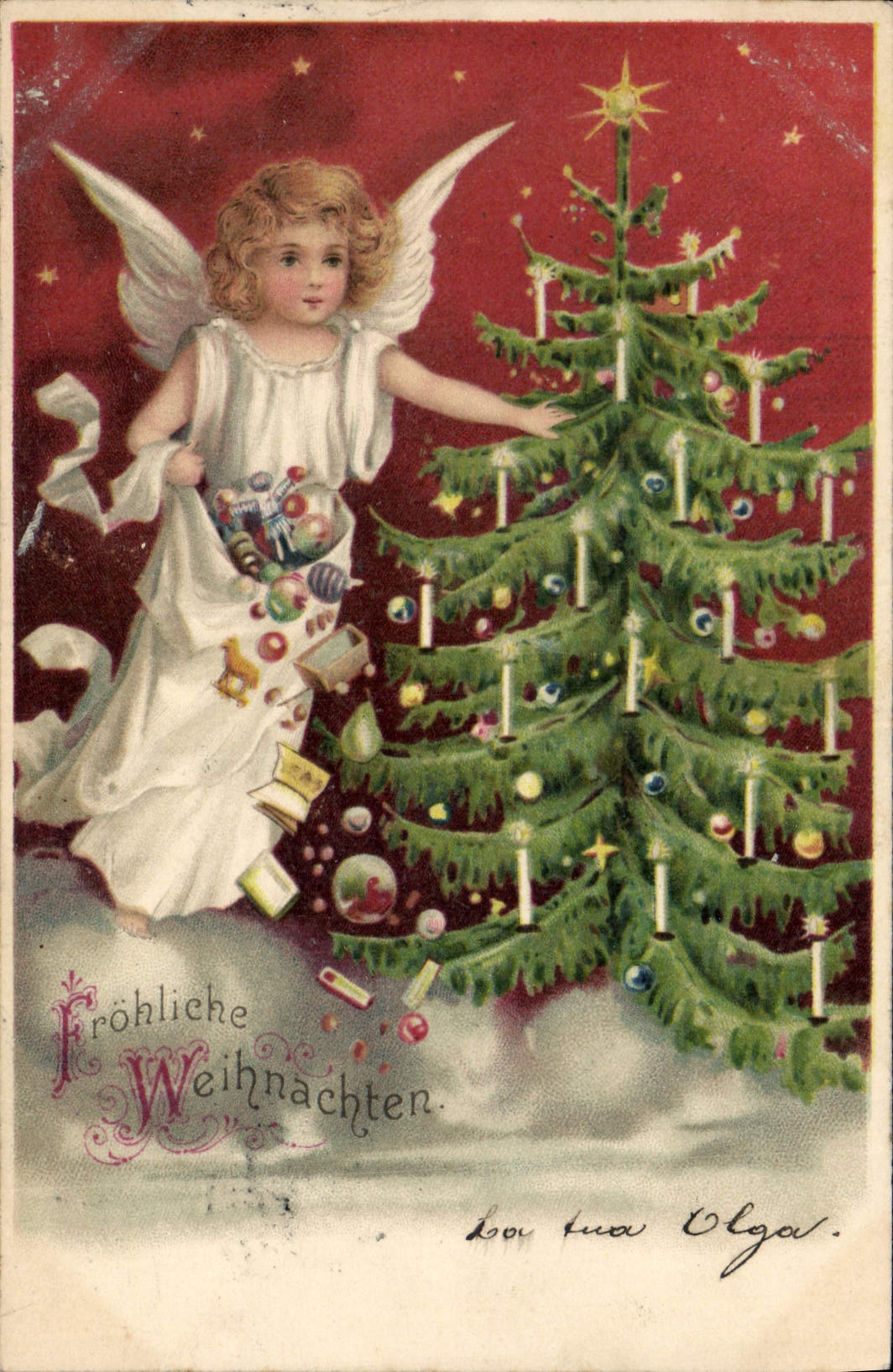 CPA Fantaisie Ange Anges Noel