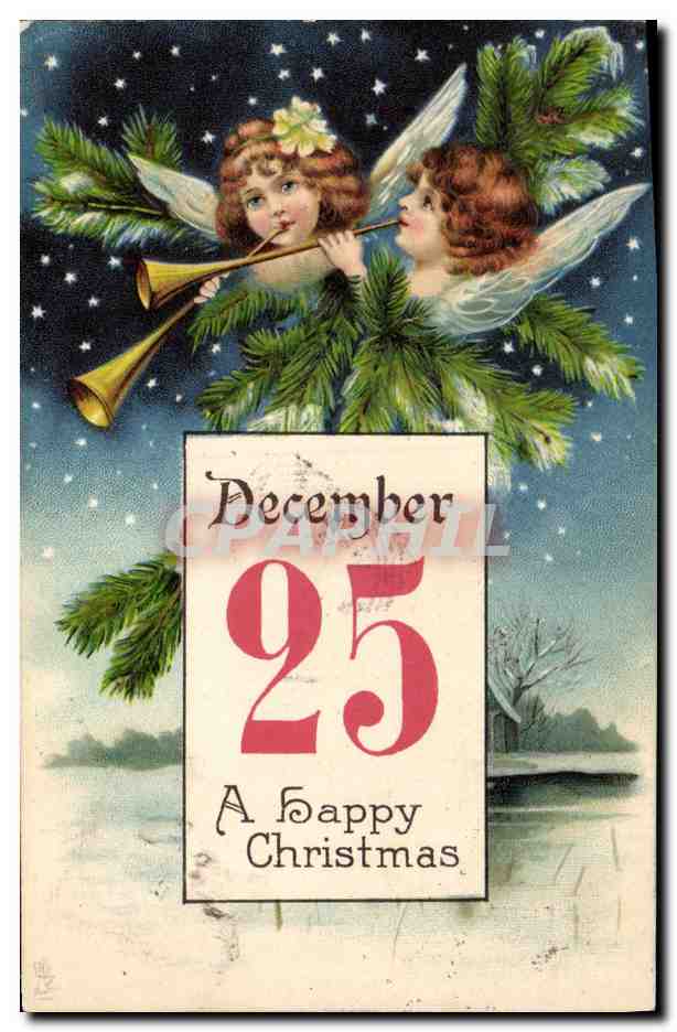 CPA Fantaisie Ange Anges 25 decembre Noel