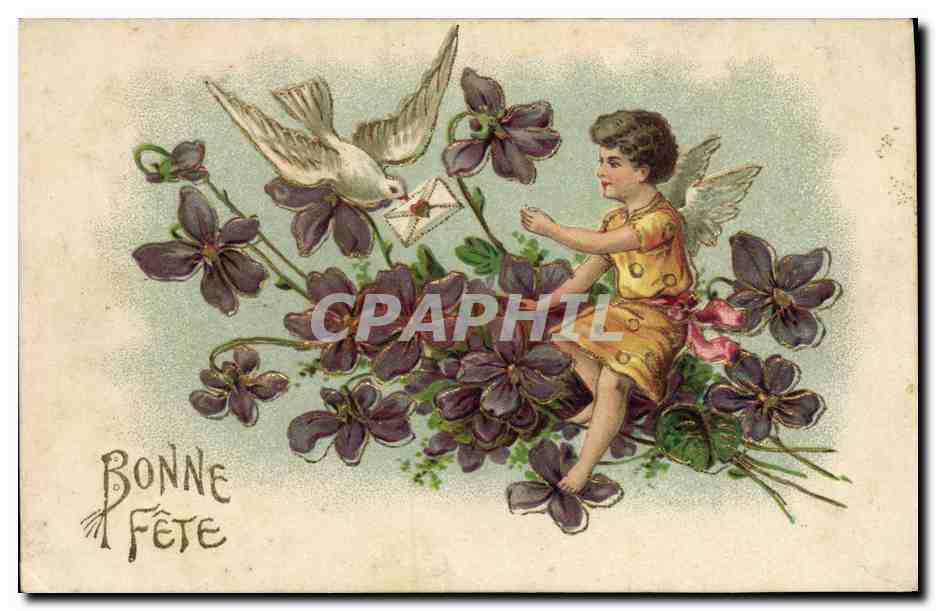 CPA Fantaisie Ange Anges Colombe