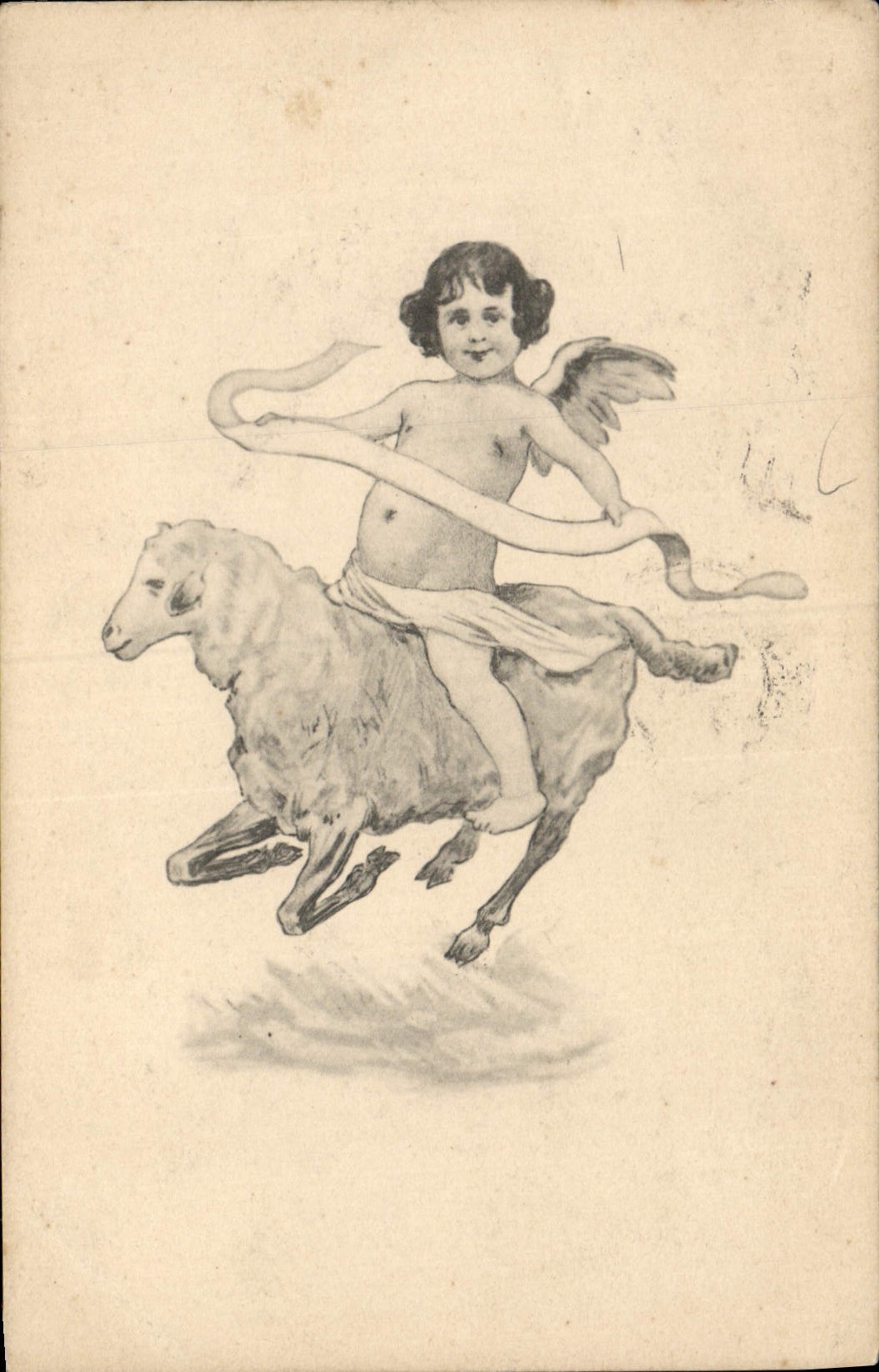 CPA Fantaisie Ange Anges Agneau