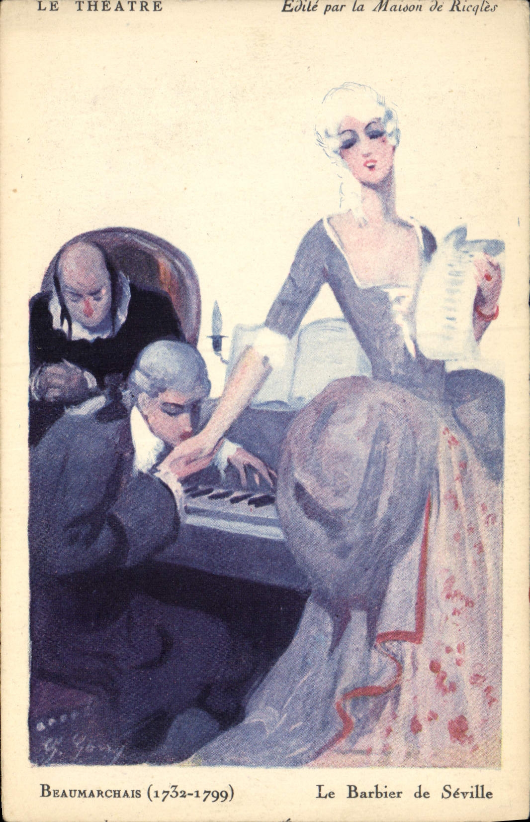 CPA Theatre Le theatre Beaumarchais Le barbier de Seville Piano Ricqles