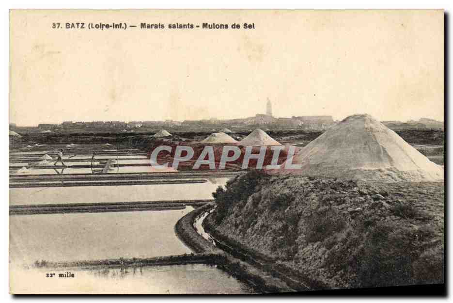 CPA Folklore Marais salants Mulons de sel Batz