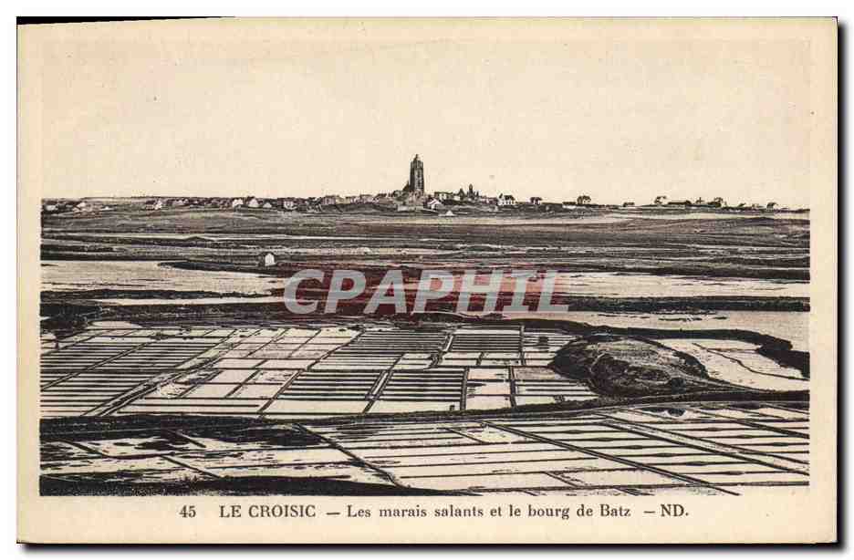 CPA Folklore Marais salants et le bourg de Batz Le Croisic