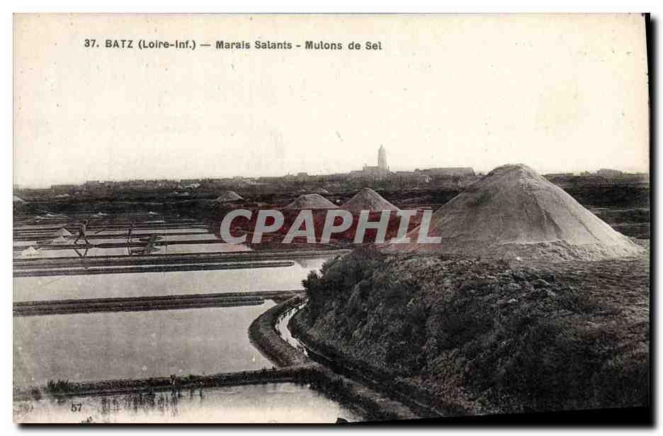 CPA Folklore Marais salants Mulons de sel Batz